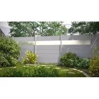Traumgarten Grau Silber 20 x 30 cm Sichtschutzzaun WPC Zaunfeld Set, Nut Feder Profile, Aluminium Abschlussleisten, Modulares System, Pflegeleicht, Verwitterungsbeständig