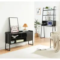 En.casa Möbelset ‘Storfjord’ 2-tlg. 1x Schreibtisch und 1 TV Schrank Metall Schwarz