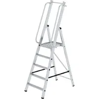 Proregal ML Plattformleiter | 5 Stufen | inkl. beidseitigem Handlauf | Aluminium | Rutschsichere Leiterschuhe