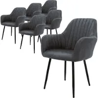 ML-Design 6er Set Esszimmerstuhl mit Rückenlehne, Anthrazit, aus Kunstleder