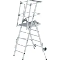 Proregal Plattformleiter FlexxStep | 5 Sprossen | inkl. beidseitigem Handlauf | Aluminium | Rutschsichere Leiterschuhe