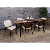 Mendler 6er-Set Esszimmerstuhl MCW-O44, Küchenstuhl Stuhl, Bugholz Kunstleder MVG Walnuss-Optik, weiß