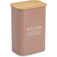 Zeller 19408 Vorratsdose KITCHEN 3500 ml aus Metall, mocca mit Bambusdeckel