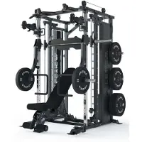 ATLETICA Fortress Multipresse Set | TARGET | Mit B6 Hantelbank, Jammer Arms, Smith Machine & 360° Cable Cross | Kabelzug mit 180 kg Steckgewichten