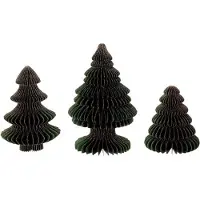 HBX natural living Weihnachtsbaum Dekoration Papier grün 3-teilig nachhaltig