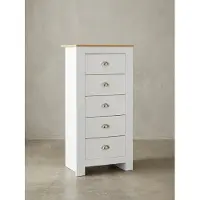 KADIMA DESIGN Eiche-Weißes Sideboard, 5 Schubladen, Platzsparender Stauraum, Melaminharzbeschichtung. 53x39x114 cm |
