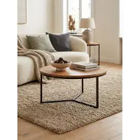 KADIMA DESIGN Couchtisch 60x60x38 cm Akazie Massivholz / Metall Design Sofatisch Rund, Wohnzimmertisch Kaffeetisch Massiv, Kleiner Tisch Wohnzimmer