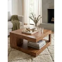 KADIMA DESIGN Couchtisch Massiv-Holz Sheesham 90 cm breit Design Wohnzimmer-Tisch dunkel-braun Landhaus-Stil Beistelltisch