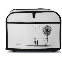 Kwmobile Hülle für 2-Scheiben Toaster - Staubschutz Abdeckhaube - Toasterabdeckung in Schwarz Weiß Pusteblume Love - 19 x 20,3 x 28 cm