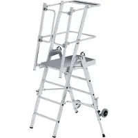 Proregal Plattformleiter FlexxStep | 4 Sprossen | inkl. beidseitigem Handlauf | Aluminium | Rutschsichere Leiterschuhe