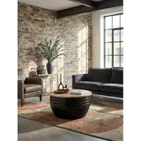 KADIMA DESIGN Couchtisch Mango Holz Metall 60x41x60 cm Industrial Style Rund, Design Wohnzimmertisch mit Stauraum, Moderner Loungetisch Sofatisch Schwarz