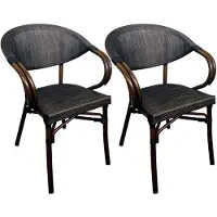 CLP Bistrostuhl 2er Set stapelbar Madetta mit Armlehnen, wetterfest, aus Aluminium coffee
