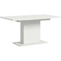 Ebuy24 Motion Esstisch Säulenfuß 90x150/190cm inkl. 1 Einlegeplatte weiß.