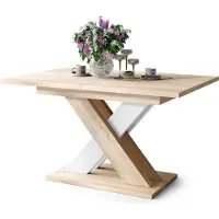ALL4ALL Couchtisch Katris , Wohnzimmertisch , Kaffeetisch , Tisch mit X , Bein , ausziehbar , Esszimmertisch , Coffee Table , 140x90cm , Sonoma Eiche + Weiß