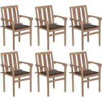 vidaXL Möbel Stapelbare Gartenstühle mit Kissen 6 Stk. Massivholz Teak - Gartenstühle 3073414