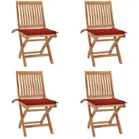 Syfax Klappbare Gartenstühle mit Kissen 4 Stk. Massivholz Teak