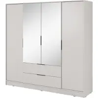 3Xeliving Moderne Schrank in Kaschmir mit Zentralem Spiegel - Maße: 206 x 200 x 51 cm - Eleganz und Funktionalität