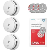 SAVS S10 Rauchmelder mit Magnetbefestigung - 3 Stück - 10 Jahre Batterie - Kompaktes Design - Entspricht der europäischen Norm - Brandalarm