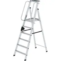 Proregal Plattformleiter | 6 Stufen | inkl. beidseitigem Handlauf | Aluminium | nivello Leiterschuhe