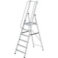 Proregal ML Plattformleiter | 6 Stufen | inkl. beidseitigem Handlauf | Aluminium | Rutschsichere Leiterschuhe