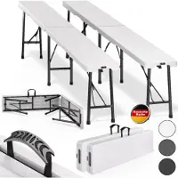 Casaria 2er Set Bierbank Klappbar 8 Personen 183cm Kunststoff Klappbank Faltbar Biergarten Campingbank Bierbänke Bierbankgarnitur Gartenbank Weiß