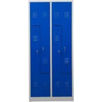 Proregal Garderobenspind Camel | 4-Fächer-Z-Design| HxBxT 180x80x50 cm | Zylinderschloss | Grau-Blau