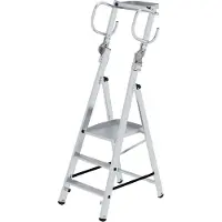Proregal Plattformleiter steckbar | 3 Stufen | inkl. klappbaren Griffen | Aluminium