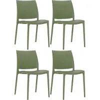 CLP 4er Set Stapelstühle Maya bis zu 130 kg belastbar oliv