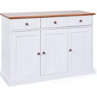 Ebuy24 Wright Sideboard 3 Türen, 3 Schubladen, weiss, braun.