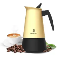 Cecotec Italienische Kaffeemaschine Piccolina 400 Beige. 200 ml, 4 Tassen Kaffee, Edelstahl, Für alle Oberflächen geeignet, Premium-Filter