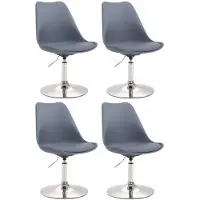 CLP 4er Set Esszimmerstühle Maverick Kunststoff drehbar und stufenlos verstellbar grau Gestell Farbe chrom