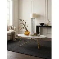 KADIMA DESIGN Couchtisch 120x40x60 cm mit Marmor Optik Weiß, Wohnzimmertisch mit Metall-Gestell, Sofatisch Oval Tisch Wohnzimmer, Loungetisch