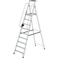 Proregal Plattformleiter | 9 Stufen | inkl. beidseitigem Handlauf | Aluminium | nivello Leiterschuhe