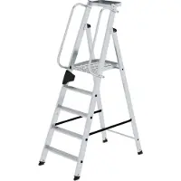 Proregal Plattformleiter | 5 Stufen | inkl. beidseitigem Handlauf | Aluminium | nivello Leiterschuhe