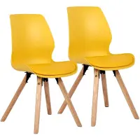 CLP Esszimmerstuhl 2er Set gepolstert Luna, moderner Polsterstuhl mit Rückenlehne gelb Material Kunststoff
