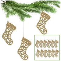 Sarcia.eu Goldene Weihnachtsbaumsocken, Weihnachtsbaumschmuck 10cm, 12 Stück