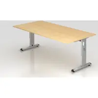 Hjh OFFICE PRO MEGA 2E S - 200 x 100 Ahorn/Silber höhenverstellbar
