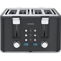 Arendo Toaster, 4 kurze Schlitze, für 4 Scheiben, 1750 W, Automatik, Edelstahl, Wärmeisolierendes Doppelwandgehäuse