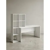 KADIMA DESIGN Großer Schreibtisch mit Regal, Puristisches Design, Melaminharzbeschichtung. 170x59x144 cm |