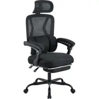 CLP Bürostuhl Liberton - Ergonomischer Drehstuhl, Gestell schwarz, mit Fußablage schwarz