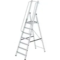 Proregal ML Plattformleiter | 7 Stufen | inkl. beidseitigem Handlauf | Aluminium | Rutschsichere Leiterschuhe