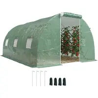Outsunny Foliengewächshaus begehbares Polytunnel 4,5 x 3 m Gewächshaus mit Fenster