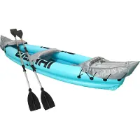 EISHAI 2-Personen aufblasbares Kajak – inkl. Paddel & Pumpe, robustes PVC, max. 180 kg, ideal für Seen & Flüsse, leicht transportierbar blau| EH-14