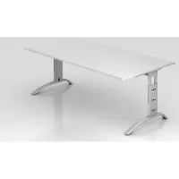Hjh OFFICE PRO FARO 2E S - 200 x 100 höhenverstellbar Weiß/Silber