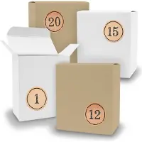 Itenga Adventskalender zum Füllen 24x Quader gemischt WEISS BRAUN + Sticker V09 Z11