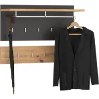 CARO-Möbel Wandgarderobe BILBAO 2-teilig, Artisan Eiche / Kosmos Grau, bietet neun Kleiderhaken, eine Kleiderstange und eine Hutablage. Weitere Features: Garderobenpaneel, Flurgarderobe, Garderobenset