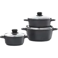 Homeware 3-teiliges Topfset aus Aluminium in Schwarz mit 16 cm, 20 cm und 24 cm Durchmesser