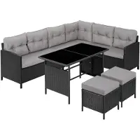 TecTake Rattan Lounge Barletta für 6 bis 8 Personen widerstandsfähig