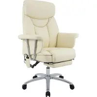 CLP Bürostuhl ergonomisch Dahra höhenverstellbar mit Massagefunktion und Fußablage creme