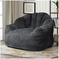 OKWISH Wellenform Einzelsitz Sofa Loungesessel Skulpturales Design Ergonomische Linien Flanelloptik Ideal für kleine Räume Schwarz